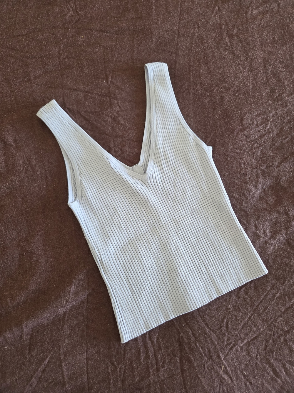 Madewell Light Blue Ribbed Button-Front Tank - Picture 2 of 4